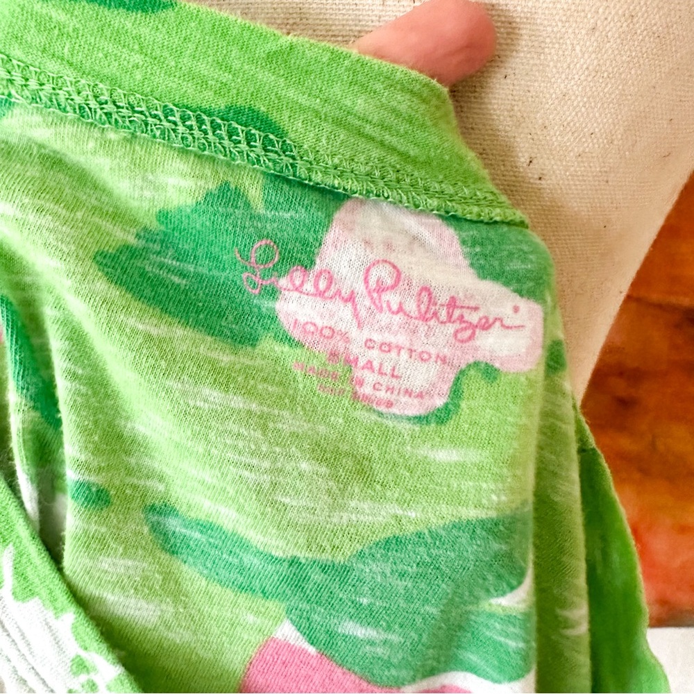 Lilly Pulitzer Womens Pink & Green Floral T-Shirt Dress Beach Cover Up - Picture 5 of 6